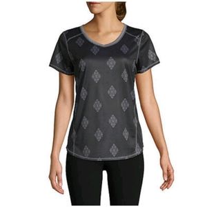 St. John's Bay Black Active VNeck Short Sleeve Top